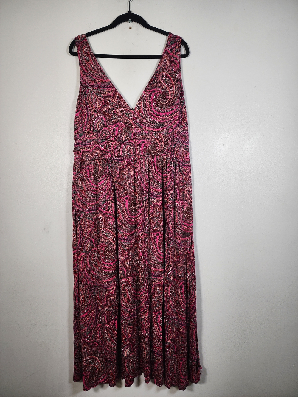 Boden Burgundy Paisley V-Neck Sleeveless Maxi Dress - Picture 3 of 7